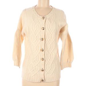 Gorgeous Juicy Couture Cable Sweater with Gold Buttons and Balloon Sleeves